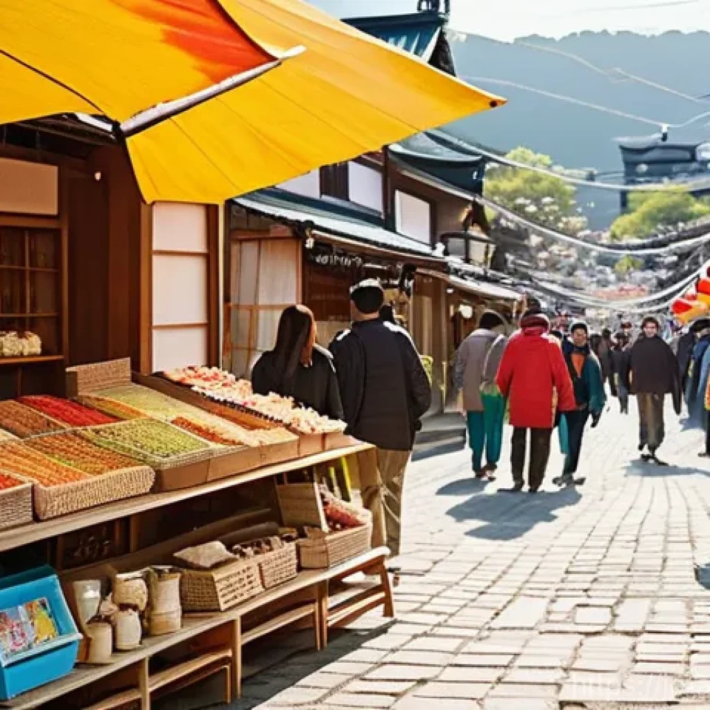문화예술 정책 분석 - A vibrant local art festival in a charming Japanese town square.**
**Prompt:** A cheerful, sunlit sc...